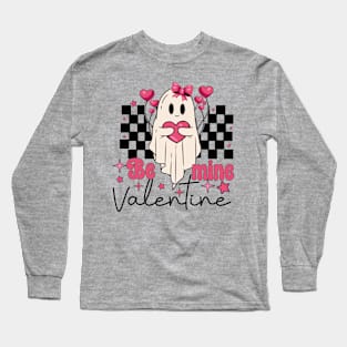 Be Mine Valentine Retro Boo Valentine's Day Ghost Long Sleeve T-Shirt